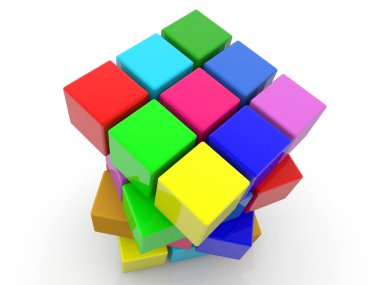 Renkli oyuncak küpleri soyut tasarım