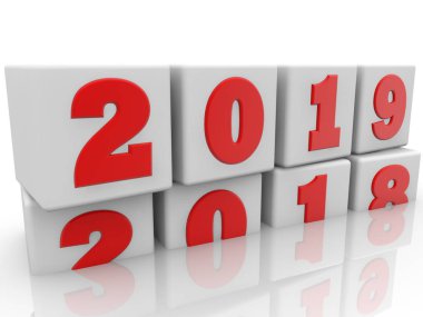 Beyaz arka plan beyaz küplerin yeni yıl kavramı