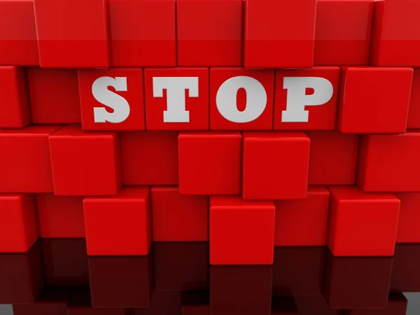 Stop Concept Abstract Wall Red Toy Cubes — Stock Photo, Image