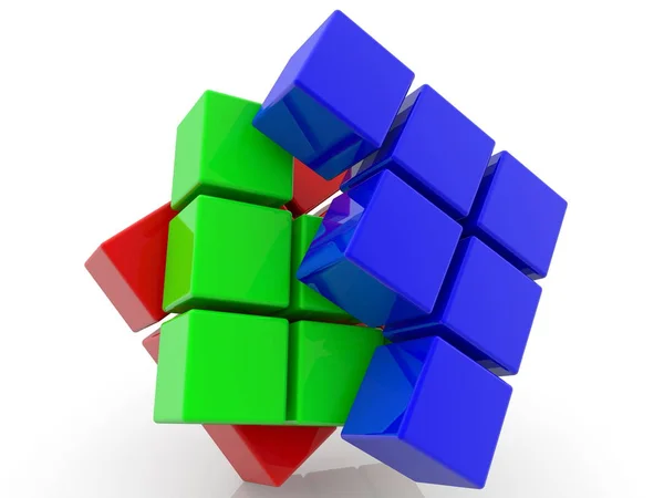 Diseño Abstracto Cubos Juguete Color Azul Verde Rojo —  Fotos de Stock