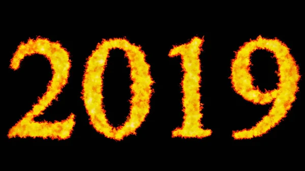 New year text word concept burning on black background