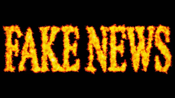 Fake News Text Word Konzept Brennt Auf Schwarzem Hintergrund — Stockfoto