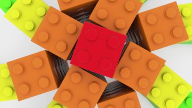 Oyuncak tuğla çeşitli renklerde beyaz zemin üzerine inşa yıldız