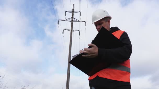 Electrician Documentation High Voltage Line — Stock Video