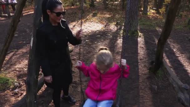 Madre Con Hija Columpio — Vídeo de stock