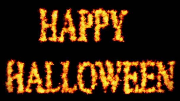 Happy Halloween Text Ordet Koncept Brinnande Svart Bakgrund — Stockvideo