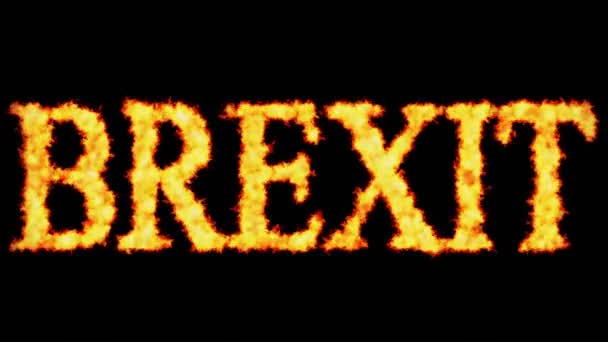 Brexit Text Word Concept Burning Black Background — Stock Video