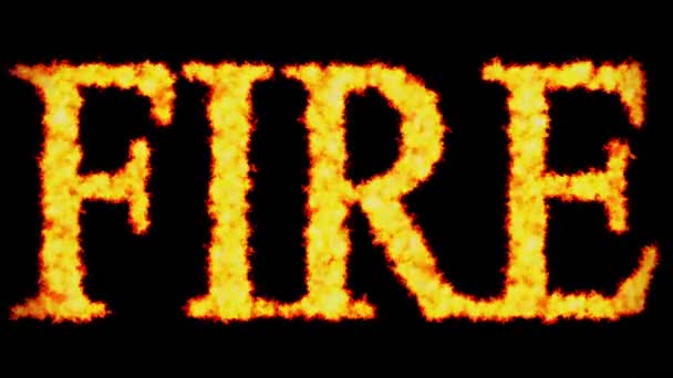 Fire Text Word Concept Burning Black Background — Stock Video