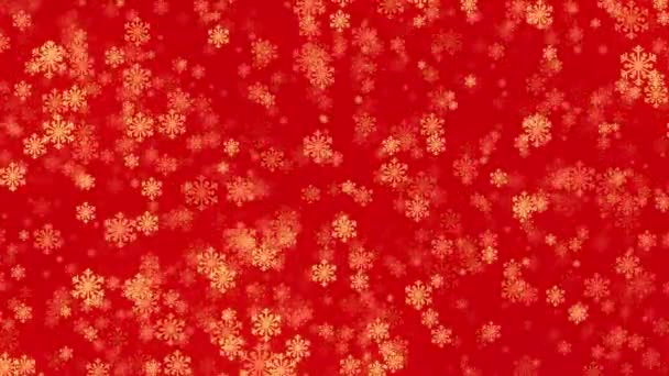 Copos Nieve Color Dorado Sobre Rojo — Vídeos de Stock