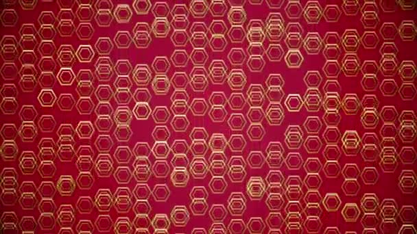 Polígonos Móveis Abstratos Cor Dourada Vermelho — Vídeo de Stock
