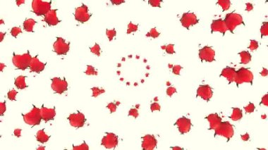 Soyut kırmızı kalpler tünel formunda uçan