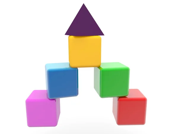 Spielzeugturm Aus Bunten Spielzeugwürfeln — Stockfoto