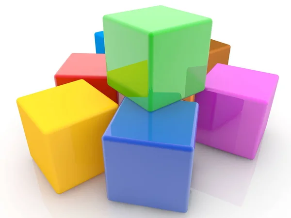 Cubos Brinquedo Coloridos Fundo — Fotografia de Stock