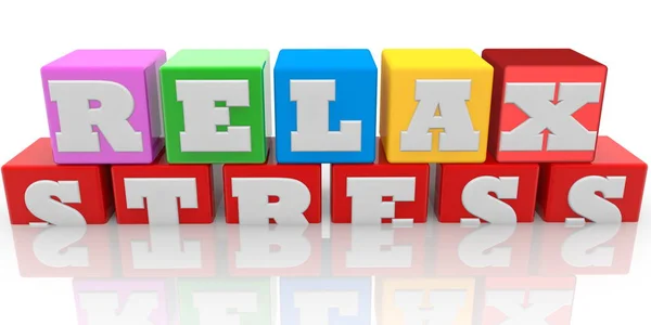 Relax Stress Concept Cubi Colorati Sfondo Bianco — Foto Stock