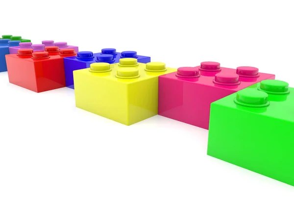 Toy Bricks One Other White Background — Stock Photo, Image