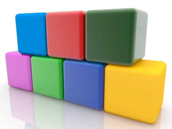 Diferentes Cubos Color Dos Filas Una Encima Otra — Foto de Stock