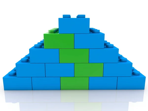 Pyramid Green Blue Toy Bricks — Stock Photo, Image