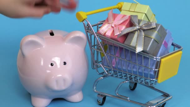 Piggy Bank Concepto Regalo — Vídeos de Stock