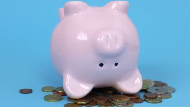Piggy Bank Conceito Com Pés Para Cima — Vídeo de Stock