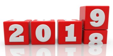 Yeni yıl değiştirmek kavramı kırmızı küpleri