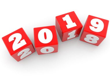 Yeni yıl kavramı kırmızı küpleri