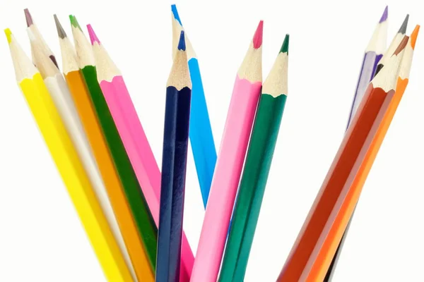 Color Pencils Pile White Background — Stock Photo, Image