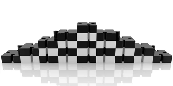 Pyramide Aus Schwarz Weißen Farbteilen Des Puzzles — Stockfoto