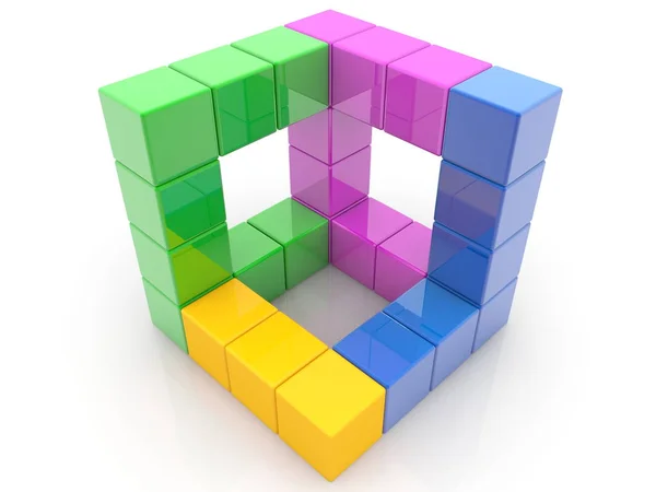 Абстрактная Кубическая Рама Разноцветных Кубиков — стоковое фото