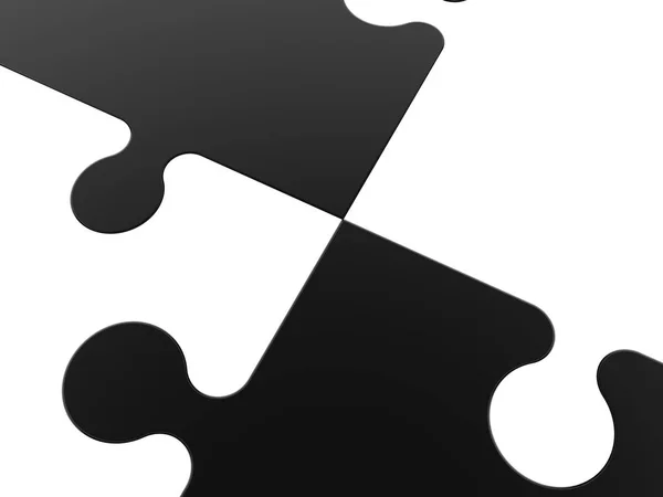 Quatre Pièces Puzzle Noir Blanc Gros Plan — Photo