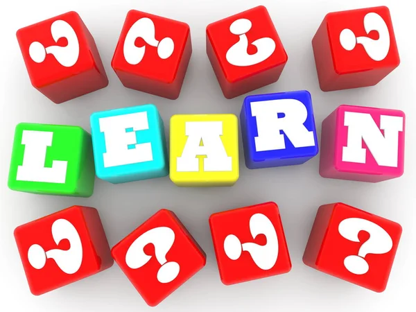 Learn Question Mark Concept Cubes — Stock Photo, Image