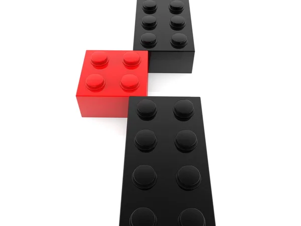 Toy Briques Concept Couleurs Rouge Noir — Photo