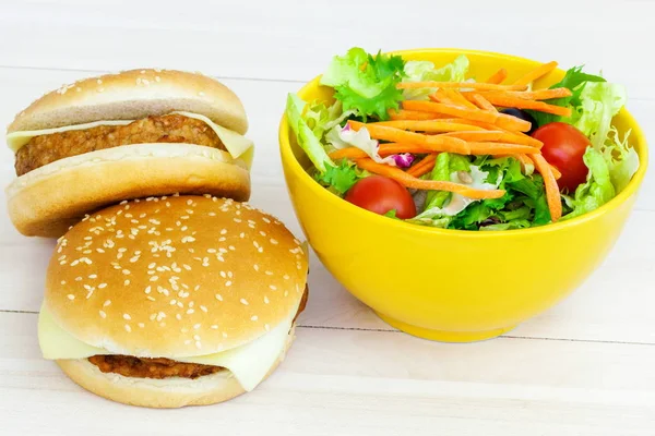 Vegetable Salads Burgers Health Food Concept — Stock Photo, Image