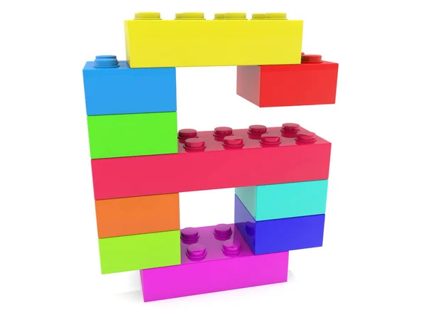Zes Concept Bouwen Van Kleurrijke Speelgoed Bakstenen — Stockfoto