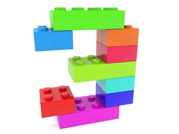 Number Three Concept Build Colorful Toy Bricks — Stock Photo, Image