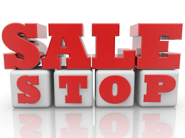 Försäljning Rött Vit Kuber Med Stop Koncept — Stockfoto