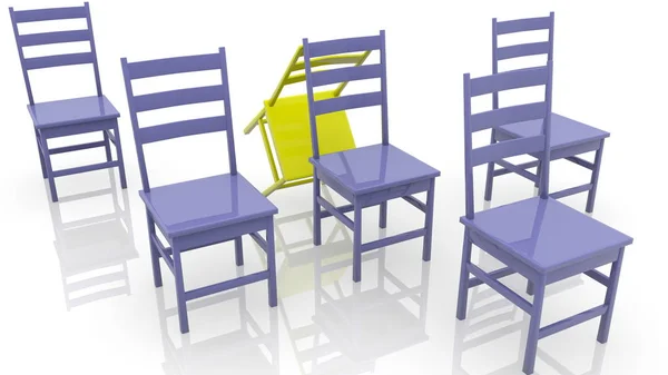 Koncept Židle Fialová Žlutá — Stock fotografie