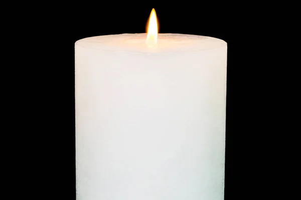 Белая Горящая Свеча Черном — стоковое фото