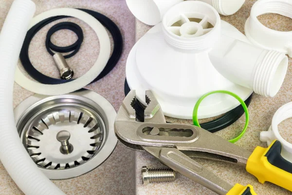 Sink Drain Parts Plumbing Tools — Stock Photo, Image