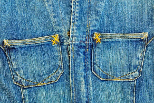 Denim Dress Pockets Close — Stock Photo, Image