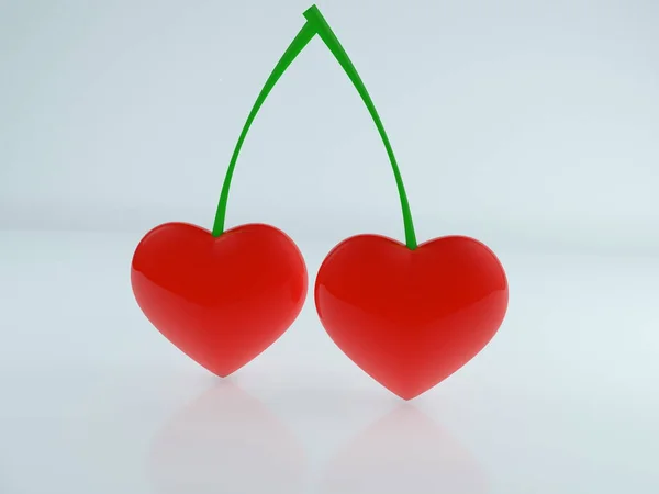 Концепция Двух Сердец Черешне — стоковое фото