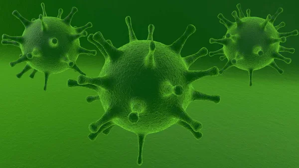 Virus Verdes Sobre Fondo Verde — Foto de Stock