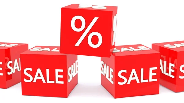 Концепція Відсотків Продажу Червоних Кубиках — стокове фото