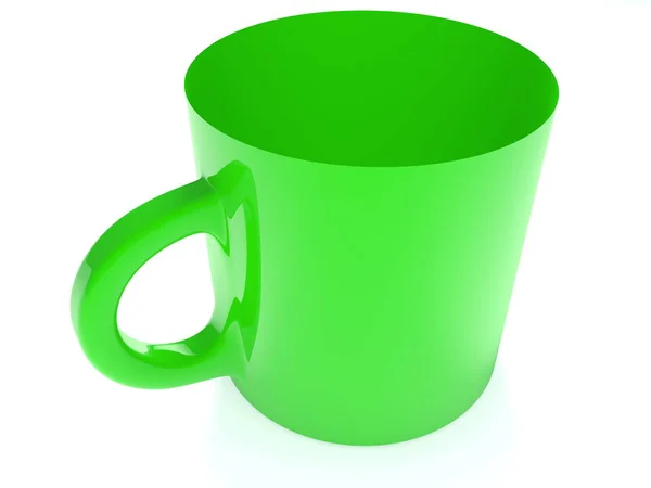 在白色背景上的绿色杯 — 图库照片