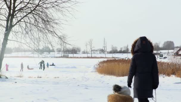 Familie Genieten Van Wintervakantie — Stockvideo