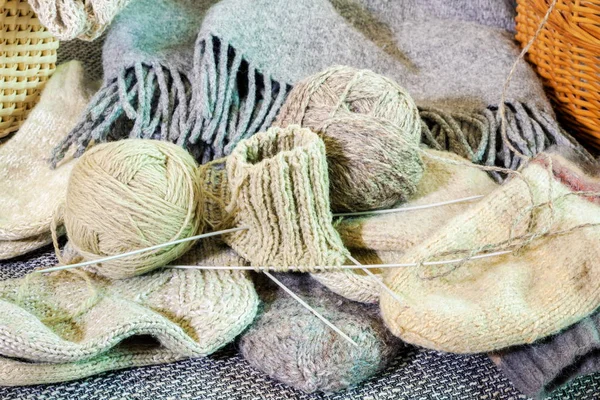 Composition Yarn Wool Socks — Stock Photo, Image