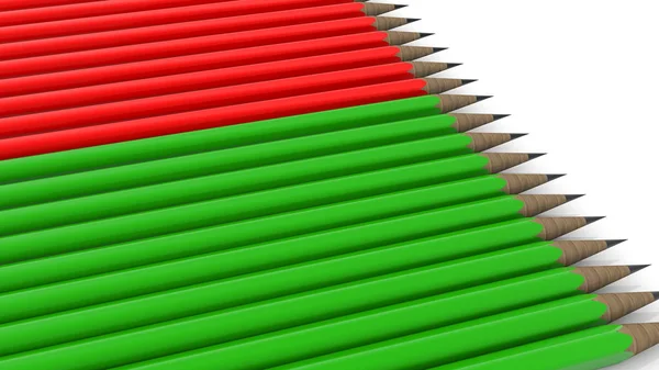 Lápices Colores Verde Rojo Sobre Blanco — Foto de Stock