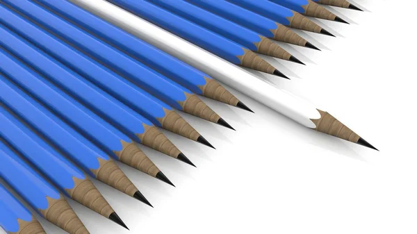 Rzędy Ołówków Niebiesko Białych Kolorach — Zdjęcie stockowe