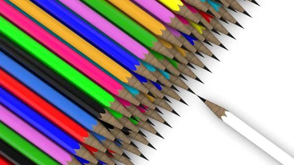 五颜六色的铅笔对一个白色的概念 — 图库照片