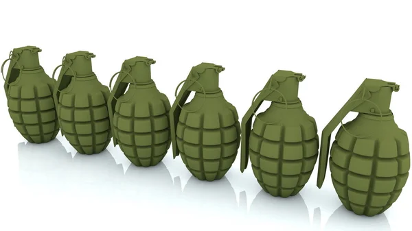 Row Green Hand Grenades — Stock Photo, Image