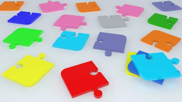 Pièces Puzzle Colorées Aléatoirement — Photo